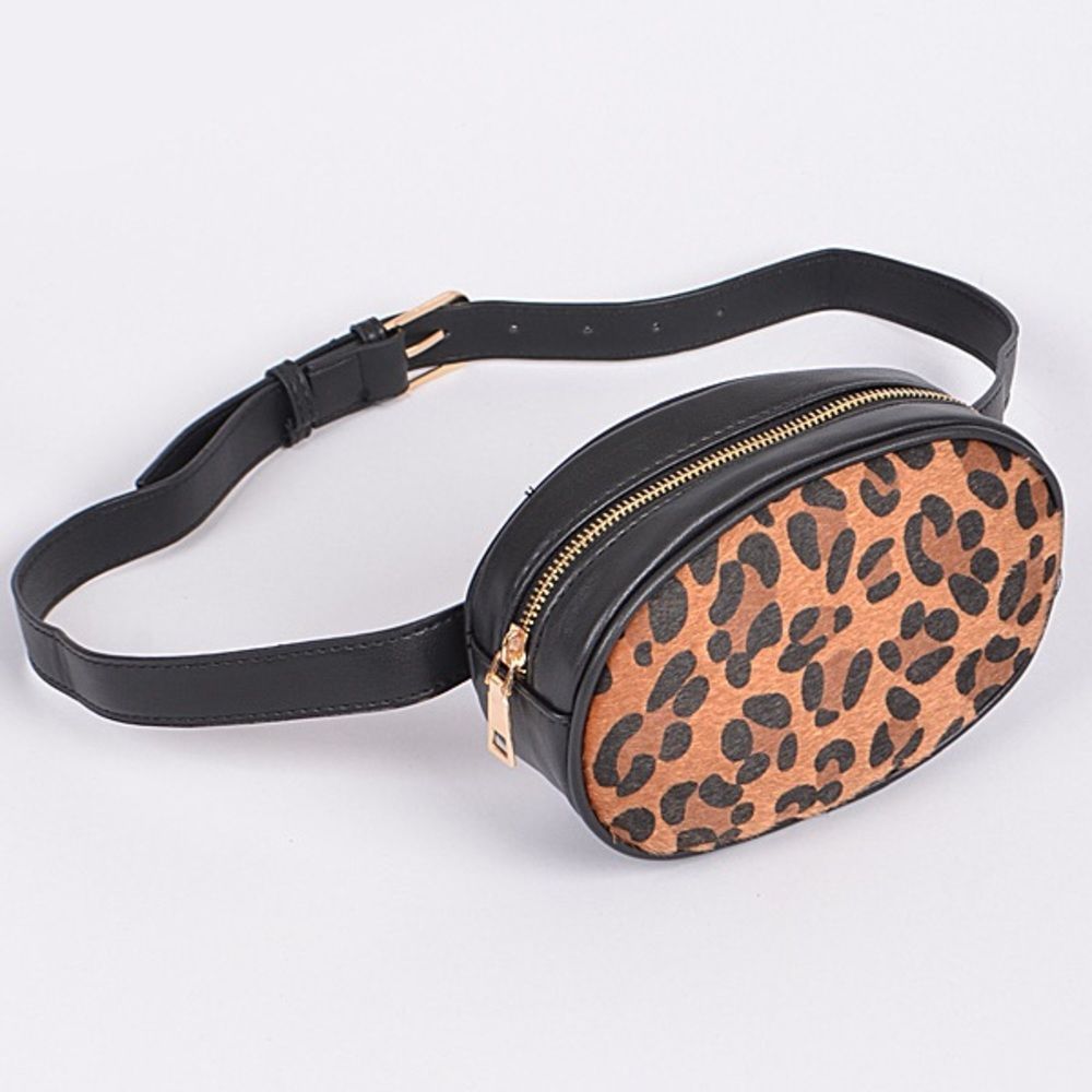 Belt Bag/ Fanny- Fuzzy Faux Leopard Fur - Picture 2 of 5